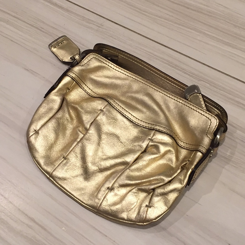 Dkny gold leather satchel